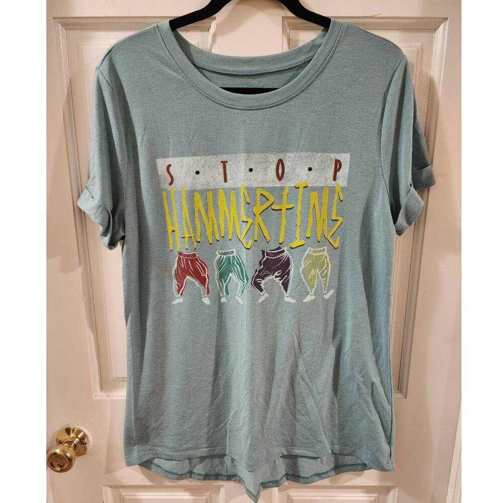 NWOT MC HAMMER TIME GREEN GRAPHIC TEE WOMENS SZ XL